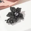 Women Pearl Crystal Button Pins Large Bowknot Brooch Pin High Quality Rhinestone Flower Brooches Charm Jewelry