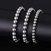 Beaded Strands 3 PCS/Set 8/6/5mm Stretch Bracelets Gold Balls Smooth Silver Color Jewelry Expandable Cord Rope Pulseras Be Fit For Women Int