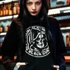 INGOTH Black Hooded Sweatshirts Gothic Streetwear Skull Gedrukt Oversize Hoodies Truien Vrouwen Sweatshirt Casual Long Hoodie 201217