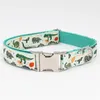 dinosaur leash set with bow tie for big and small dog cotton fabric collar rose gold metal buckle Y200515