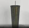 Tasse froide irisée pour la saison des fêtes 2021, BLING PLATINE, tasses d'eau de 24 Fl Ozd, tasse de café glacé d'été pour adultes, en plastique