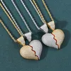 New AAA Cubic Zircon Broken Heart Pendant Men Women Necklace Rock Chain Link Luxury Couple Jewelry Q0531
