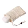 Natural Sisal Soap Bag Saver Holder Pouch Bath Toalettförsörjning Exfolierande duschnät Tvålar Förvaringspåsar Drawstring Foaming Easy 6205213