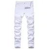 Мужские байкерские джинсы Черные белые плиссированные джинсовые брюки плюс размер стройные классические брюки277N