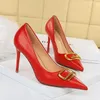 Designer Classic Women Shoes High Heels Leather lady Pointy Toe Dress Luxury woman Wedding Shoe pump size34-43