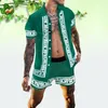 Fashion Men's Summer Tracksuits Hawaii Short Sleeve 2pcs set High Quality Printed Shirt Tops Shorts Sets Clothes