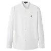 Casual 100% Cotton Mens Oxford Shirts Long Sleeve Thick Regular Fit Embroidery Horse Fashion Designer 210721