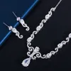 T0171 klassieke waterdruppel hanger ketting oorbellen twee stuk bruids sieraden trouwjurk fotografie accessoires