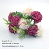 装飾的な花の花輪の花輪紫色1ピースの美しい人工牡丹ローズガーベラデイジーシルクフラワーDIYホームガーデンパーティーウディン