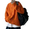 Koreanische Pullover Männer Langarm Gestrickte Hemden Zopfmuster Übergroßen Pullover Jumper Mode Kleidung 211221