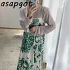 Koreanska Chic Höst Retro Halo Dye Tryckt Spaghetti Strap Klänning Lös O ​​Neck Tshirts Kvinnor Solid Bomull Top Långärmad 210610