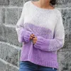 Colore sfumato da donna Colore maglioni Pullover Allentato lavorato a maglia Autunno Inverno Abbigliamento Maglioni casual Y1110