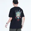 Homens Bordado Impresso Casual T-shirt de Rua Personalidade Hip Hop Chinês Caráteres Hip Hop Tee Tops Harajuku