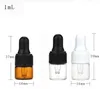 Lege Mini Essential Oil Flessen 1ml 2 ml 3 ml Amber Clear Small Glass Sample Dropper Fles met zwart Wit GLB Droppers Tube SN2773