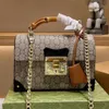 Square Lock Handbag Chain Messenger Purse Shoulder Bag Bamboo Portable Patchwork Classic Letter Print Hardware Buckle High Quality Hasp Women Bags