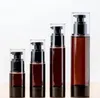 15 30 50 100 ml Tom Amber Airless Pump Bottle Plast Flotion-Pump Containrar / Airless Lotion Atomizer Dispenser Kosmetiska Spray Flaskor SN5947