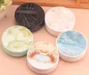 2021 Marble Contacts Lens Box with Mirror Round Frame Companion Lenses Case Container Cute Lovely Travel Kit