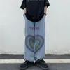 Heren jeans pr pr love graffiti print broek 2021 herfst mode casual mannen straatkleding losse oversize Koreaanse hiphop broek