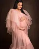 2021 Różowy Ruffle Plus Rozmiar Ciąży Panie Maternity Smoking Nightgowns Do Photoshoot Bielizna Szlafrok Nightwear Baby Shower