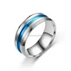 Anello di groove anello in acciaio inossidabile blu arcobaleno anelli di colore contrasto per le donne gioielli di moda volontà e sabbia