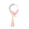 Fashion Silicone Bead Bracelets Beech Tassel Key Chain Pendant Leather Bracelet Women's Jewelry 14 Style