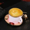 Pins, Brooches Fashion Coffee Cup Spoon Disc Shape White Enamel Gold Color Brooch Pins Women Men Clothes Suit Coat Accessories