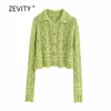 Kobiety Moda Hollow Out Tekstura Dzianie Dorywczo Sweter Ladies Long Rękaw Przyciski Rozrywka Sweter Sweter Płaszcz Topy S261 210603