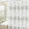 Bathroom Waterproof Shower Curtain Set With Hooks White Flower Vine Print Mildew Proof Curtains Translucent Bath Screen Decor 210915