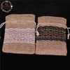 8.5x11cm 50Pcs Lace Natural Jute Burlap Drawstring Bag Jewelry Gift Candy Bag Home Decoration Wedding Party Decoration Supply 211108