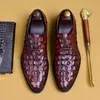 Mode gaufrage Oxford chaussures hommes à lacets robe formelle bout pointu mariage luxe en cuir véritable chaussures d'affaires pour hommes A50