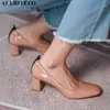 ALLBITEFO квадратный носок натуральный натуральный кожа из овчины стельки для женщин каблуки туфли толстые каблуки мода повседневные женщины высокие каблуки обувь 210611