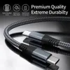 3,3ft / 6.6t / 10ft USB-typ-C till typ-C-kabel Nylonflätat PD60W 3A 5GPS USB 480 Dataöverföringshastighet Snabb laddare för MacBook Oculus Quest 2 Huawei P40 Xiaomi