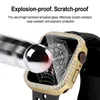 360 Tam Vücut Koruyucu Temperli Cam Kapak Kılıfları Bling Elmas PC Tampon Apple İzle için 44mm 40mm42mm 38mm Perakende Paketi ile