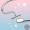 Bracelete Femme 925 Momentos de Prata Esterlina Coração T-Bar Snake Chain Bangle para Mulheres Fine Jewelry Gift Pulseira com caixa original