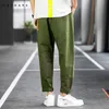 Ushark Summer Fashion Street Style Byxor Patch Design Streetwear Men Grön Kontrastfärg Rakbyxor Man Byxor 210603