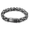 Vintage Black 8mm 8.66 Inch Stainless Steel Byzantine King Chain Bracelet For Boy Mens Gifts