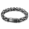 Bracelets porte-bonheur Vintage noir 8mm 8.66 pouces en acier inoxydable roi byzantin Bracelet chaîne pour garçon hommes cadeaux