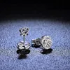 925 Sterling Silver Stud Earrings Classic Halo Round Brilliant Cut 0.5ct 1ct Moissanite Diamond for Women