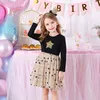 Kids Autumn Winter Dresses for Girls Star Sequins Princess Dress Girls Long Sleeve Party Vestidos Baby Girl Children Clothing 211027