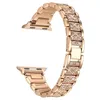 Bracelet à bijoux pour Apple Watch, SE 6 bandes, 44mm 40mm, boîtier scintillant, protecteur d'écran en verre trempé pour iwatch