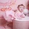 Abito da principessa per bambina a righe rosa senza maniche Girl Baby Performance in stile spagnolo AD008 210610
