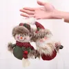 Juldekorationer Små hängsmycken Plush Dolls Santa Claus Snowman Glass Window Scen Decoration Supplies