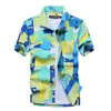 Męskie Letnia Moda Plaża Hawajska Koszula Marka Slim Fit Krótki Rękaw Koszulki Kwiatowe Koszulki Casual Wakacje Party Camisa Hawaiana 210708