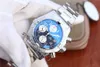 GF A1338111 A7750 Автоматический хронограф мужские часы синий циферблат серебряный субзидент браслет из нержавеющей стали супер издание PureTime A31