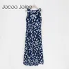 Jocoo Jolee Floral Sprint Long Beach Dress for Women Sexig Hip Split Design med V-Neck Summer Vest Tops Womem Dress 210619