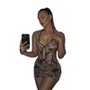 Skirts Women Skirt Suit Fashion Sexy Leopard Print Suspender Street Girl Halter V-neck Vest And Hip Female Clothing 2022