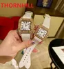 Uomo Donna anello di diamanti orologi quadrante romano quadrato Orologi da polso cinturino in pelle orologio super luminoso vetro zaffiro montre de luxe243f