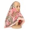 Seidenartiger quadratischer Schal Hijabs Ethnische Blumen bedruckte Schals Schals Mode muslimische Kopfwickel Schalldämpfer