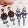 Palace Bohemian Dangle Earrings For Women Fashion Vintage Exaggerated Gemstone Gold Eardrop Ethnic Classical DropShaped Jewelry4626798