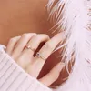 Klusterringar 100% 925 Sterling Silver Simple Style Opening Finger Fashion Crystal Ring for Women Girl Jewely J3570 EDWI22